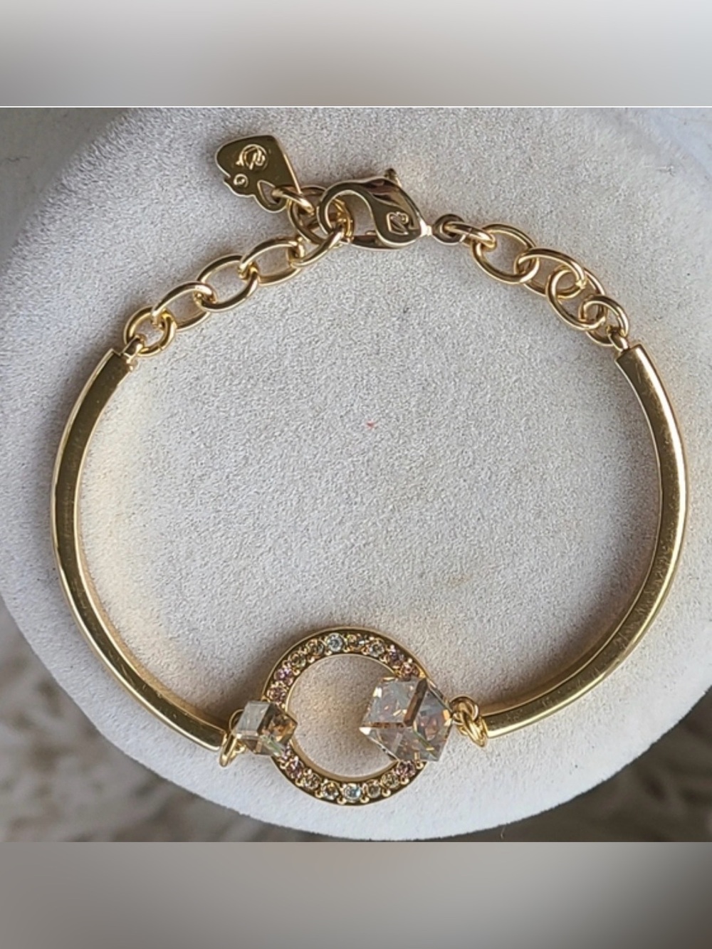 Swarovski 992677 Geometric Bangle M Gold Plated Golden Shadow Crystal Bracelet